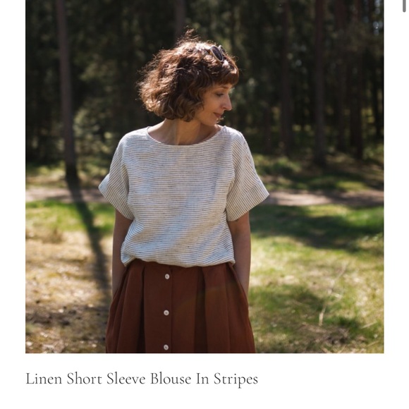 OFFON clothing LINEN SHORT SLEEVE BLOUSE in Polka Dots with Detachable COLLAR - Picture 7 of 10